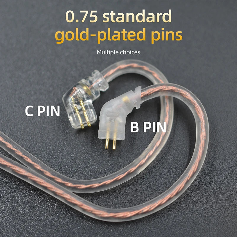 Oxygen-Free Copper (OFC) Flat 120cm Headphone Upgrade Cable — Replacement Cable for Detachable IEM Earphones