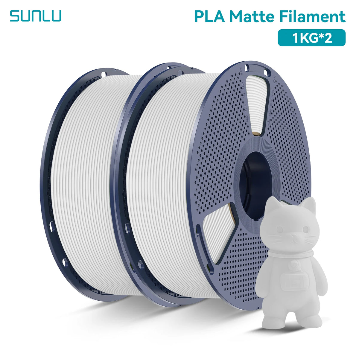 PLA Matte Filament 1.75mm 1kg Spool (2.2 lb) 2-Pack, Matte Finish Neatly Wound for FDM 3D Printers