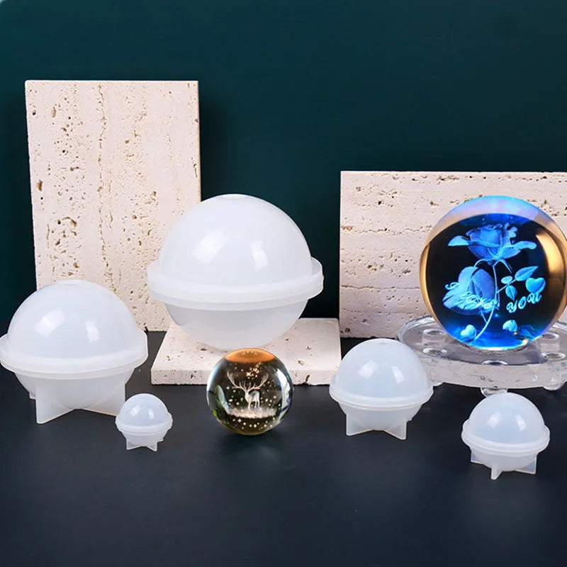Sphere Silicone Resin Mold 20–100 mm (0.8–3.94 in) Round Clear Ball for UV & Epoxy Resin Crafts