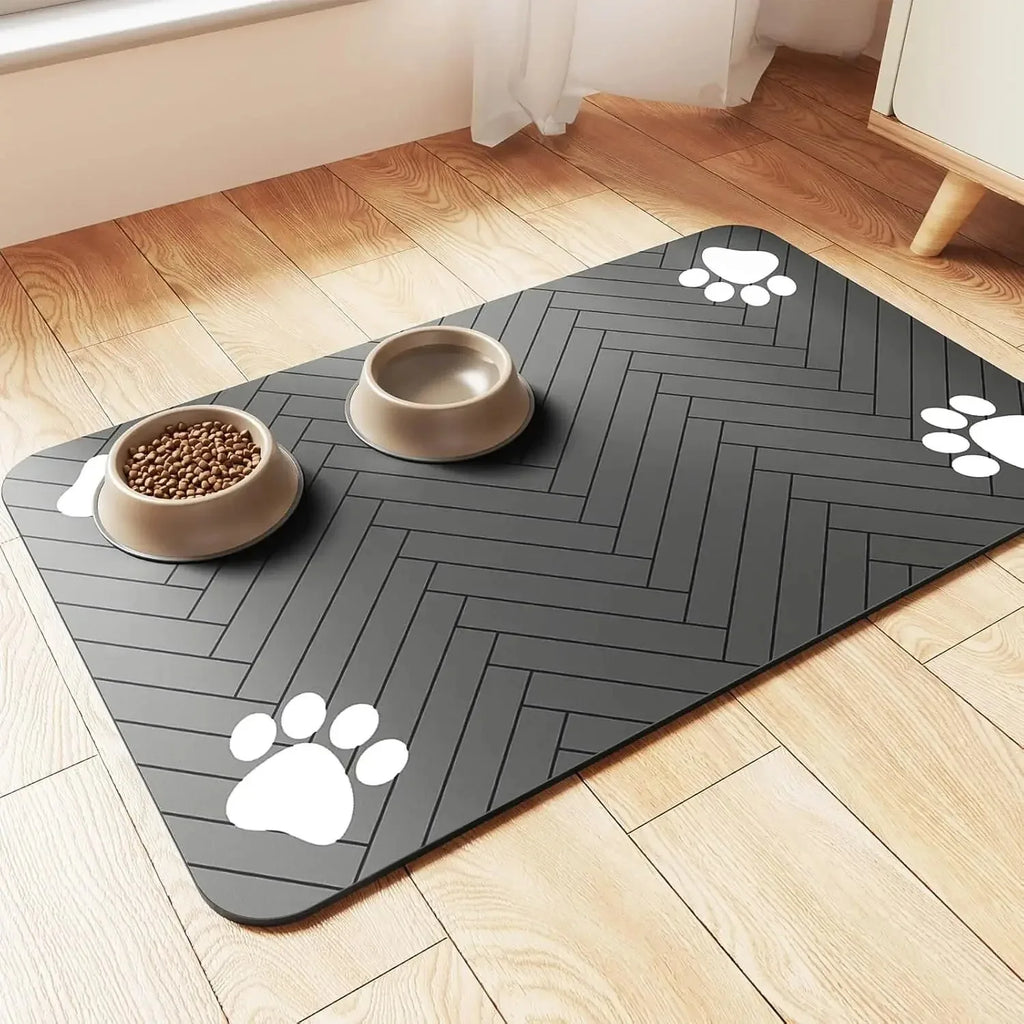 Absorbent Pet Feeding Mat with Non-Slip Rubber Backing - Waterproof Placemat for Dogs & Cats (20 x 30 cm / 7.9 x 11.8 in; 30 x 50 cm / 11.8 x 19.7 in; 40 x 60 cm / 15.7 x 23.6 in)