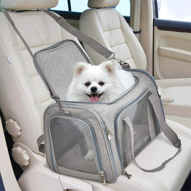 Portable Soft-Sided Pet Carrier Backpack for Dogs & Cats — Airline Approved, Foldable Nylon (M/L/XL)