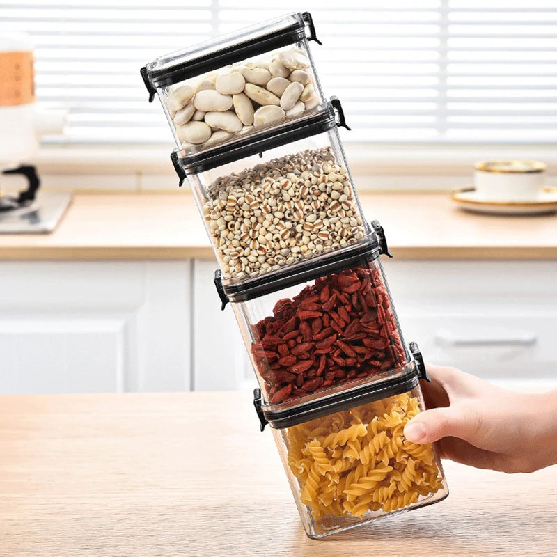 Airtight Plastic Pantry Storage Jars - Sealed Kitchen Canisters (460ml–1800ml / 15.6–60.8 fl oz)