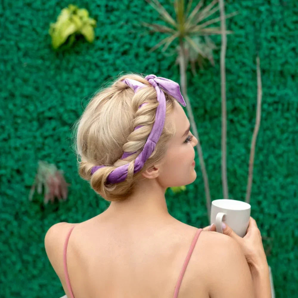 Heatless Curling Headband Soft Velvet No-Heat Hair Rollers Overnight Sleep-In Curling Rod with Hair Ties