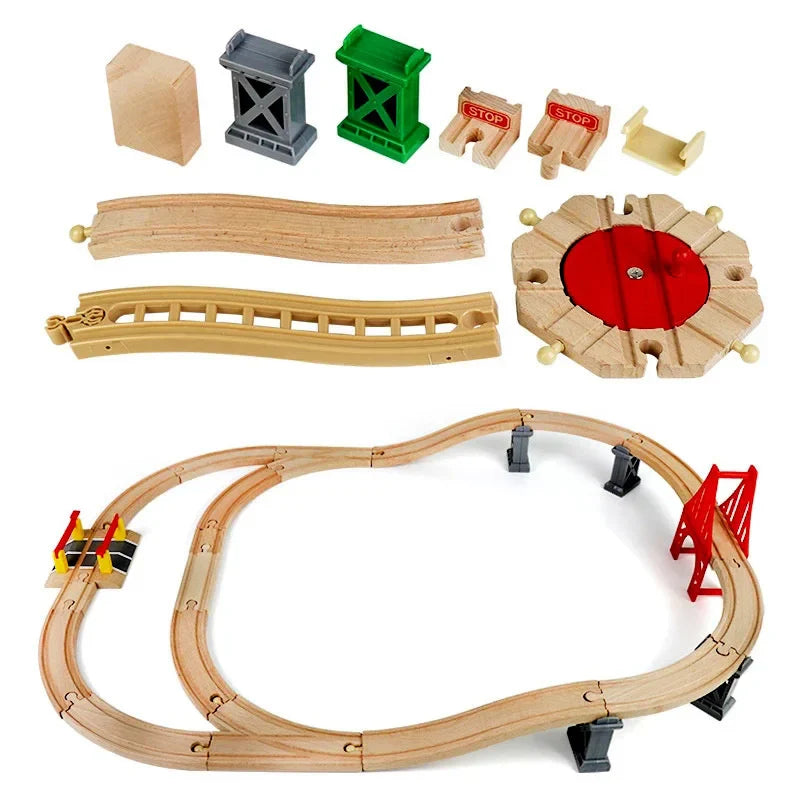 1-Piece Wooden Train Track Accessory – Compatible Railway Piece for Kids Wooden Train Sets, Educational Toy
