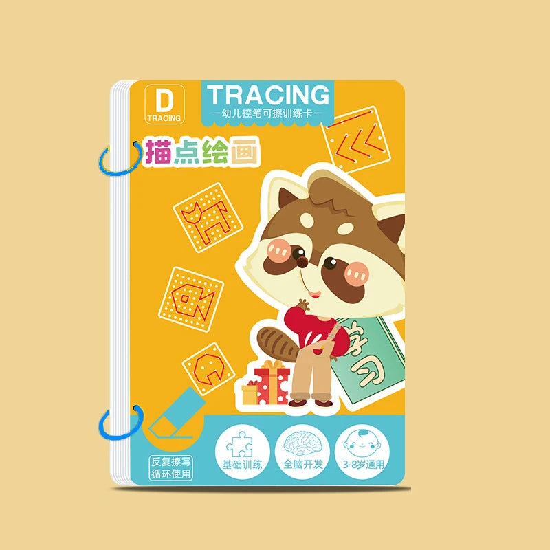 Toddler Pen Control Tracing Workbook Reusable Writing & Drawing Practice Book for Kids Ages 3-14+