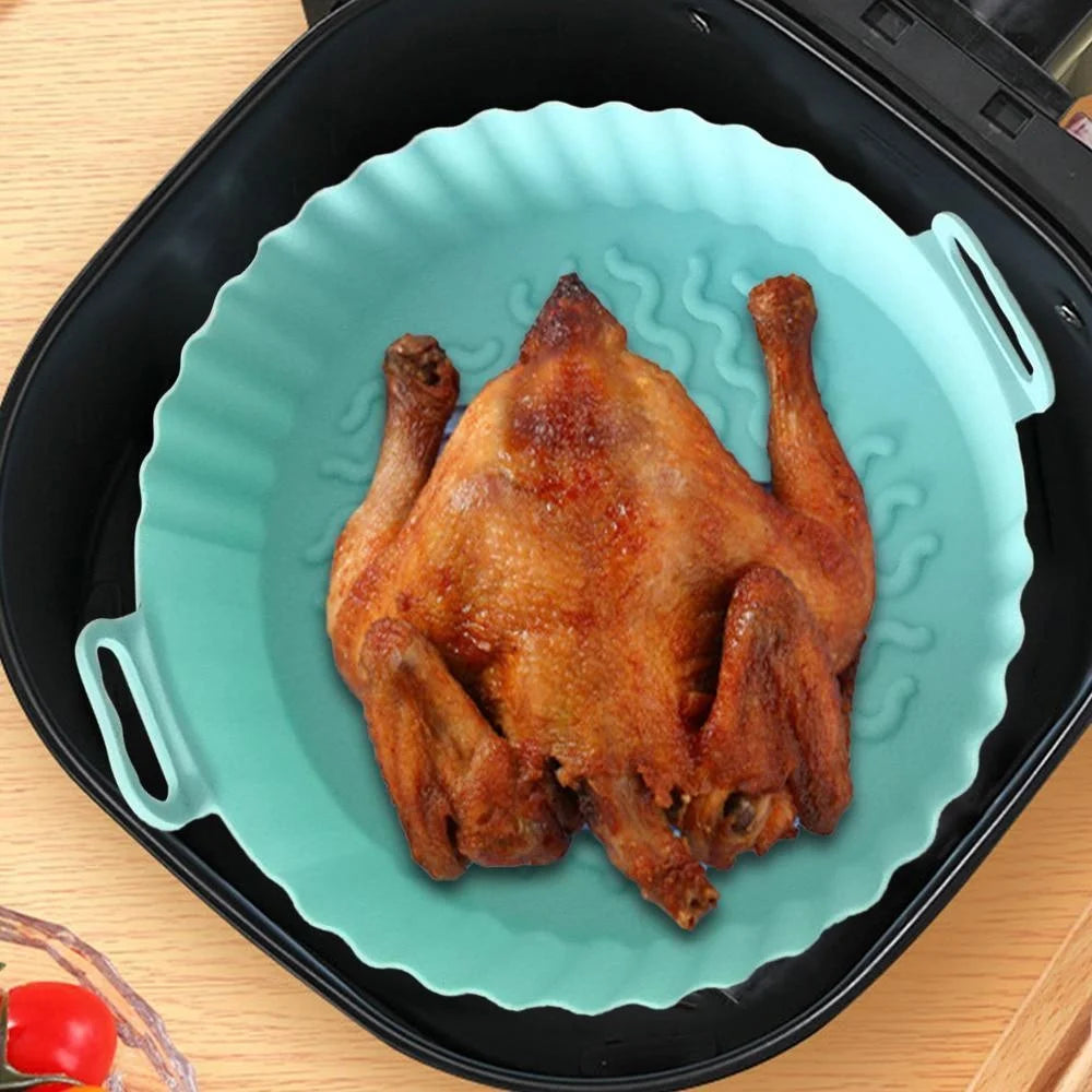 8-Inch Reusable Silicone Air Fryer Liner - Non-Stick Food-Safe Basket Insert