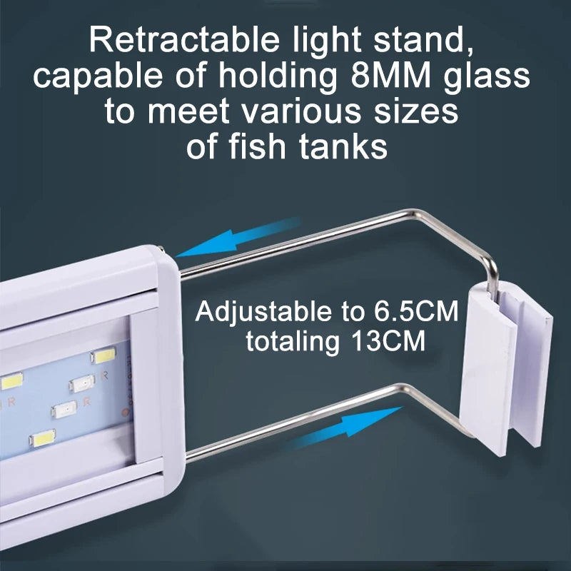 Adjustable 3-Color LED Aquarium Light – Clip-On Telescopic Plant Grow Lamp for 18–75 cm (7–29.5 in) Tanks