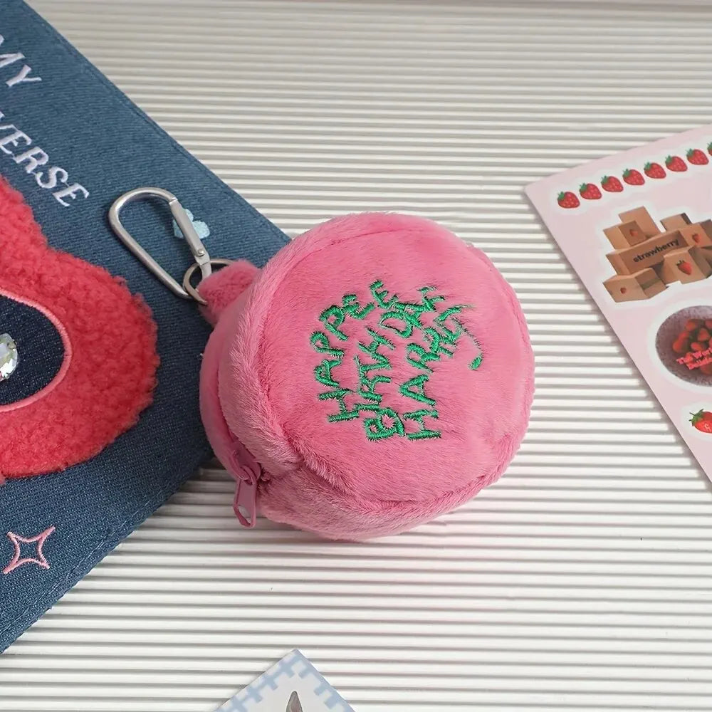 Plush Polyester Travel Bag Charm Keychain — Soft Luggage & Backpack Accessory
