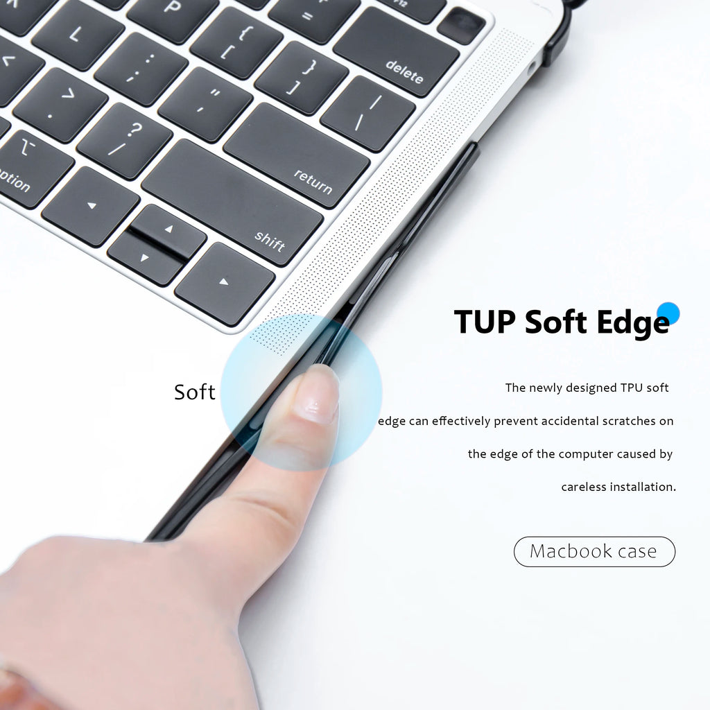 Matte Transparent PC+TPU Protective Case for MacBook Air & Pro 13/13.6/14/15.3/16-inch (33-41 cm) - Full Shell with Keyboard Cover & Vented Non-Slip Feet