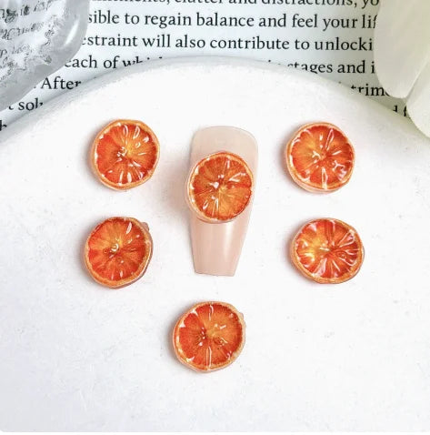 20pcs Lemon Resin Nail Charms – Mini Fruit Slice Nail Art Decorations, 11 x 12 mm (0.43 x 0.47 in) Mixed Colors