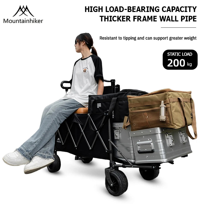 240L (63.4 gal) Camping Handcart Wagon – 900D Oxford Fabric & Iron Frame, Foldable Utility Cart, 2 Colors