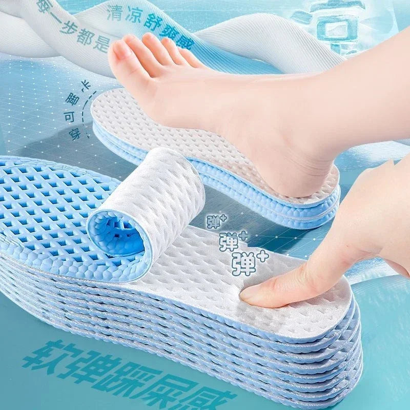 3-Pair Summer Cooling Insoles – Breathable Shock-Absorbing Sports Inserts, Fits EU 35–46