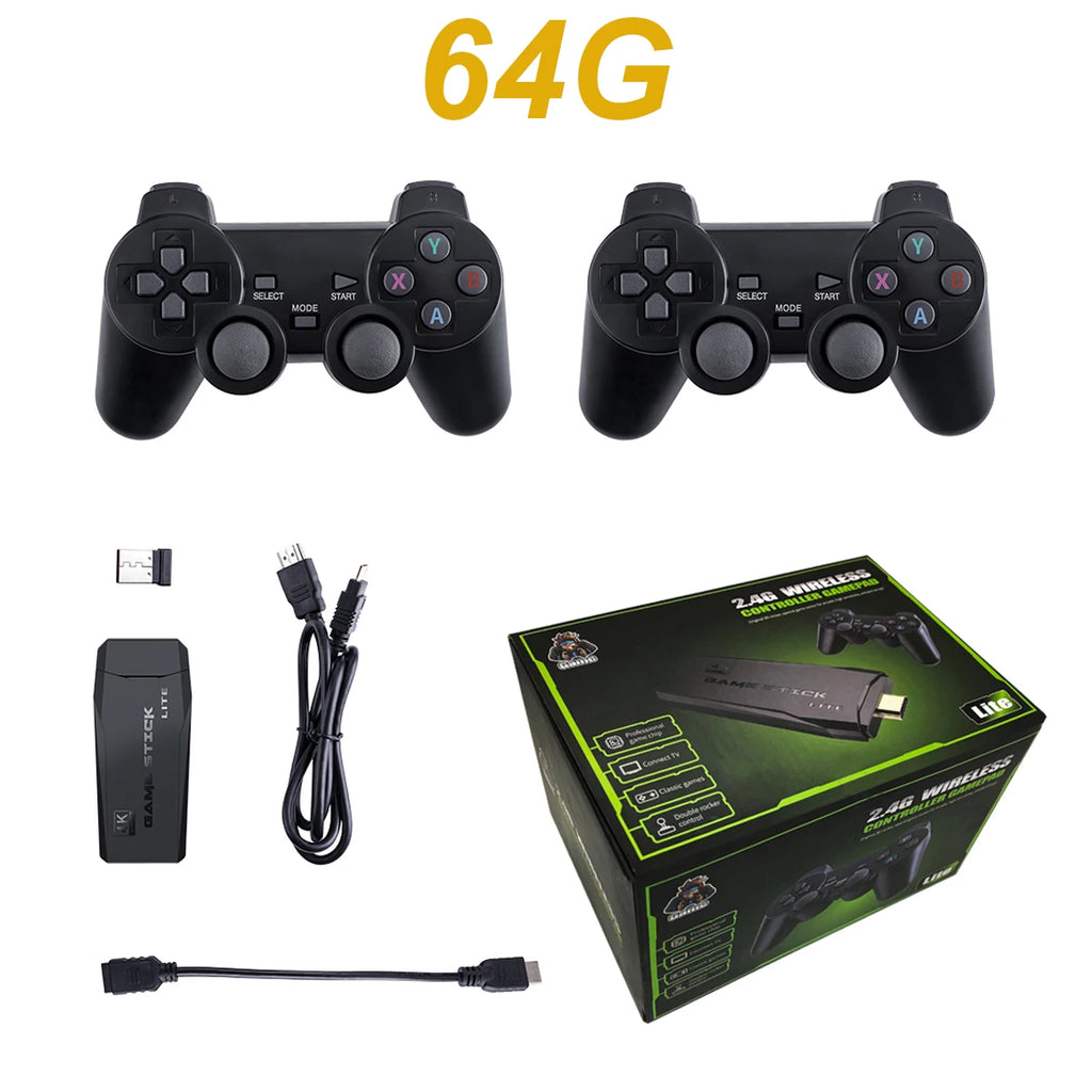 Retro HDMI Game Stick 4K – 64GB (20,000+ Games) | 2.4G Wireless Controllers, Portable Emulator Console (GBA/FC/PS1/MD)