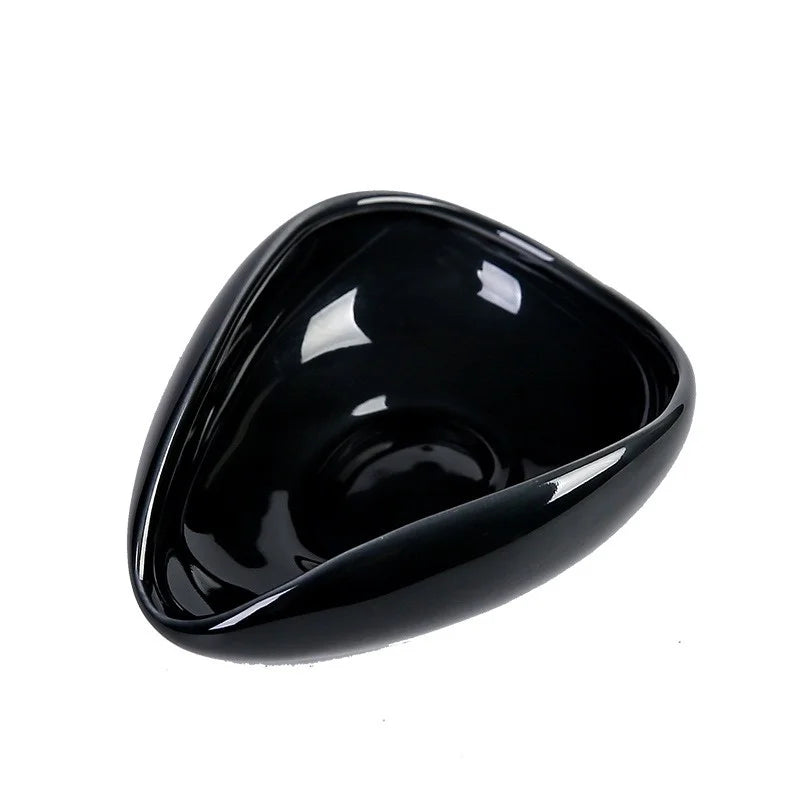 Ceramic Coffee Bean Measuring Cup & Dosing Tray - Coffee Powder Weighing Scoop for Home and Cafe (Black/White)