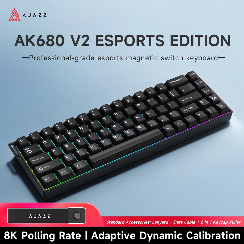 68‑Key 60% Magnetic Switch Mechanical Gaming Keyboard – Hot‑Swappable, 0.01mm Rapid Trigger, RGB Backlight, Wired USB