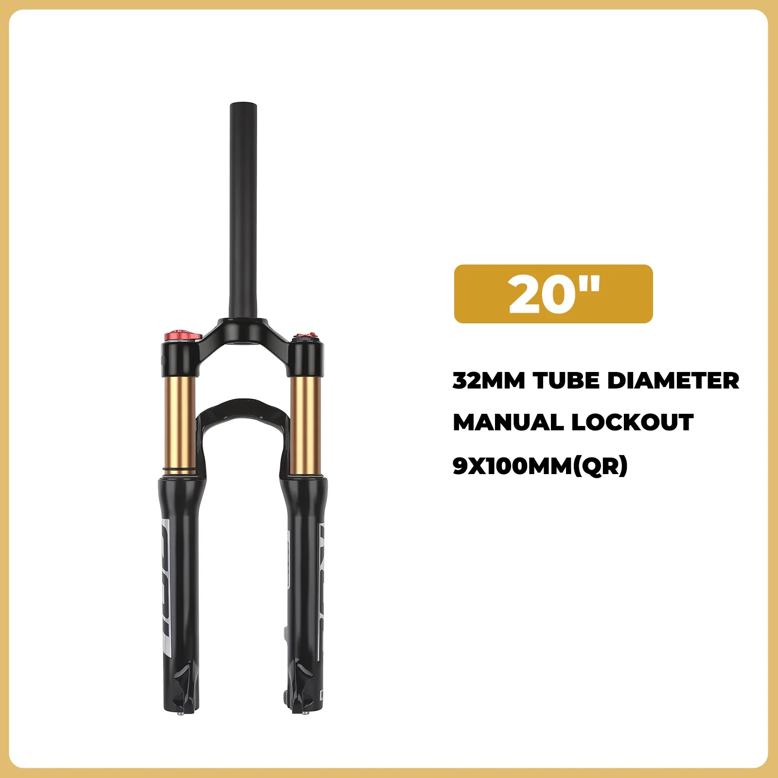 Air & Oil Suspension Fork for 20-inch / 24-inch Bikes, Alloy Upper & Magnesium Lower, Remote Lockout, 100–135 mm (3.9–5.3 in) Travel