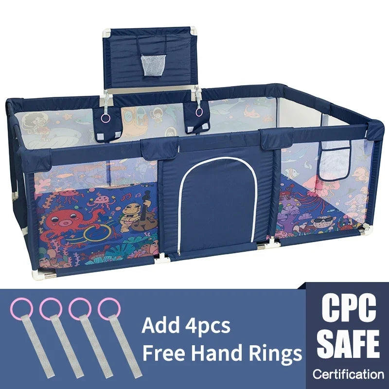 Large Baby Playpen 189 x 126 x 64 cm (74.4 x 49.6 x 25.2 in) Machine-Washable Play Yard Activity Fence Ball Pool for Child Safety
