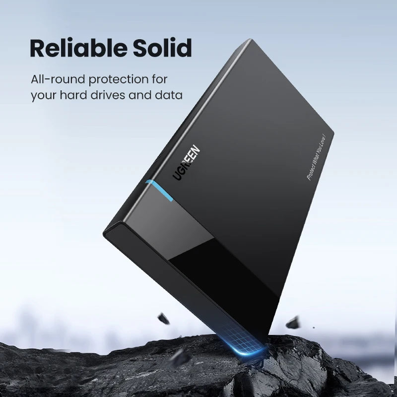 2.5" SATA to USB-C Hard Drive Enclosure — USB 3.1 Gen 2 (10Gbps) UASP Tool-Free SSD/HDD Case, Supports 7mm & 9.5mm, Up to 10TB