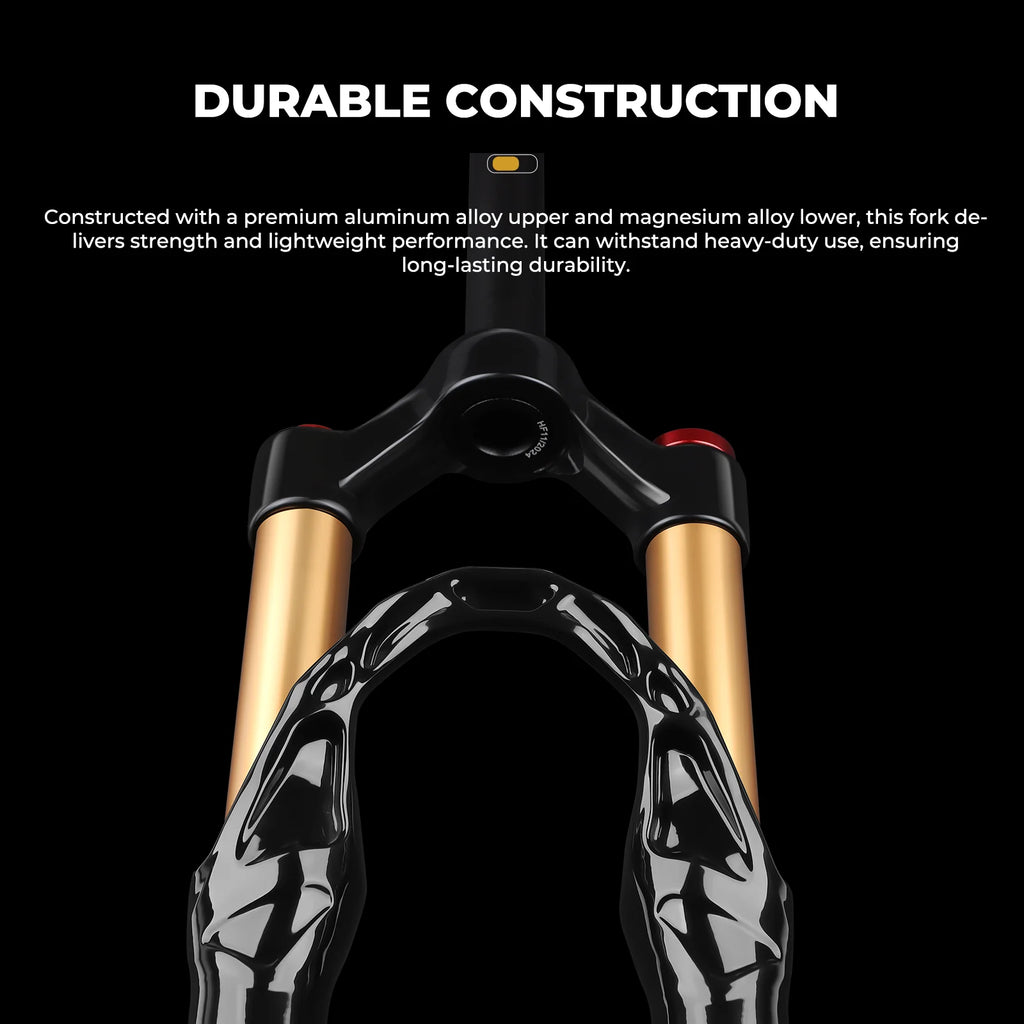 Air & Oil Suspension Fork for 20-inch / 24-inch Bikes, Alloy Upper & Magnesium Lower, Remote Lockout, 100–135 mm (3.9–5.3 in) Travel