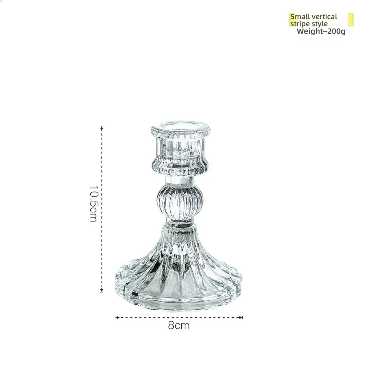 Clear Glass Pillar Candle Holder Table Candlestick for Dining Room Decor