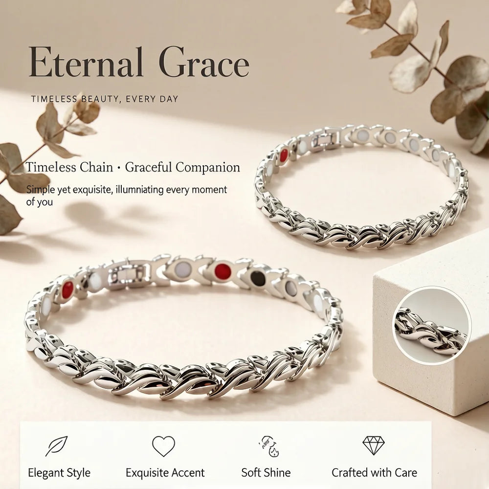 Women's Magnetic Therapy Bracelet - Zinc Alloy Animal Pattern Snake Chain with Toggle Clasp, Fashion Jewelry Gift