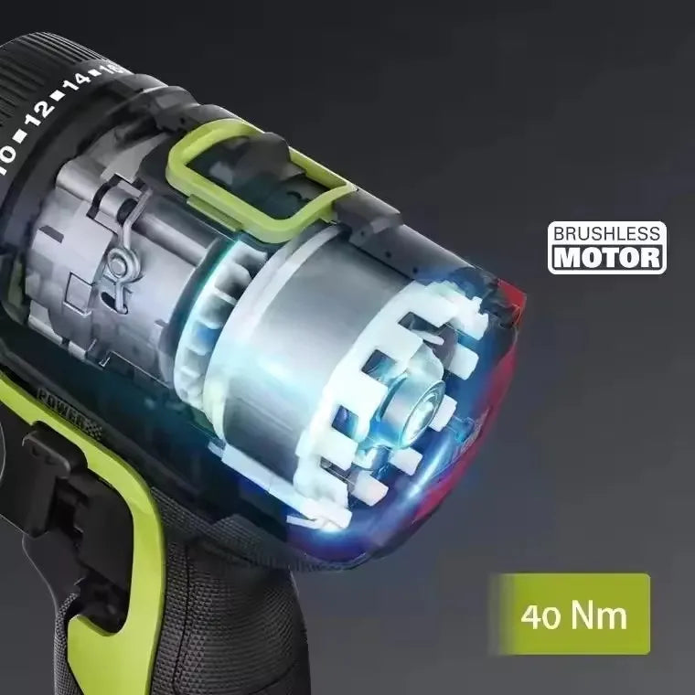 Cordless 12V Brushless Screwdriver 40 N·m Dual Speed Adjustable Torque