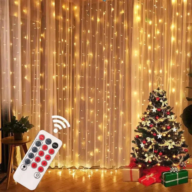 LED Curtain String Lights (USB Powered) — 8 Modes Fairy Lights for Window, Wedding, Party, Christmas, Bedroom & Living Room