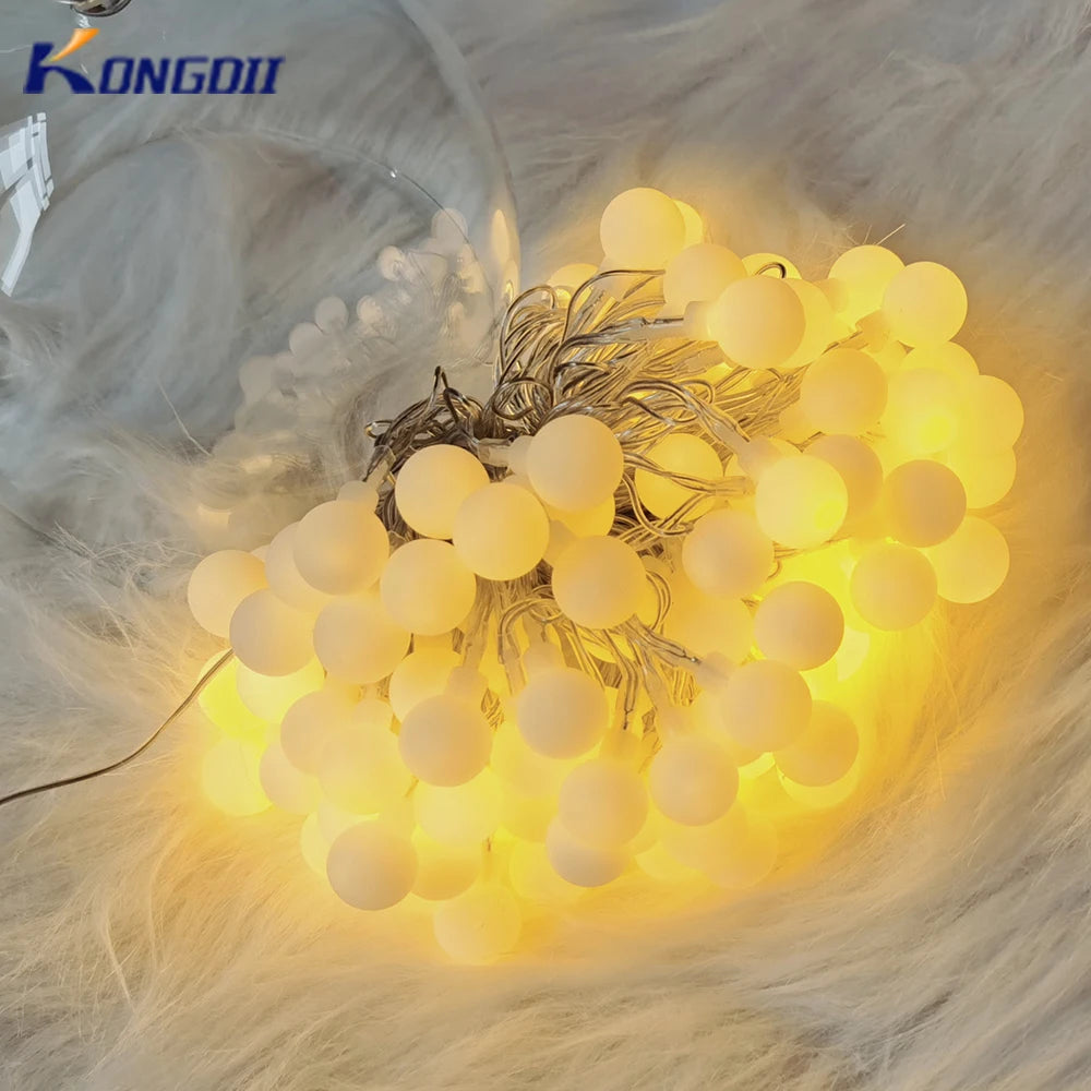 13 m (42.7 ft) LED Ball String Lights – Outdoor Globe Fairy Lights, Battery/USB/220V, Warm & Cool White – Party, Wedding & Garden Decor