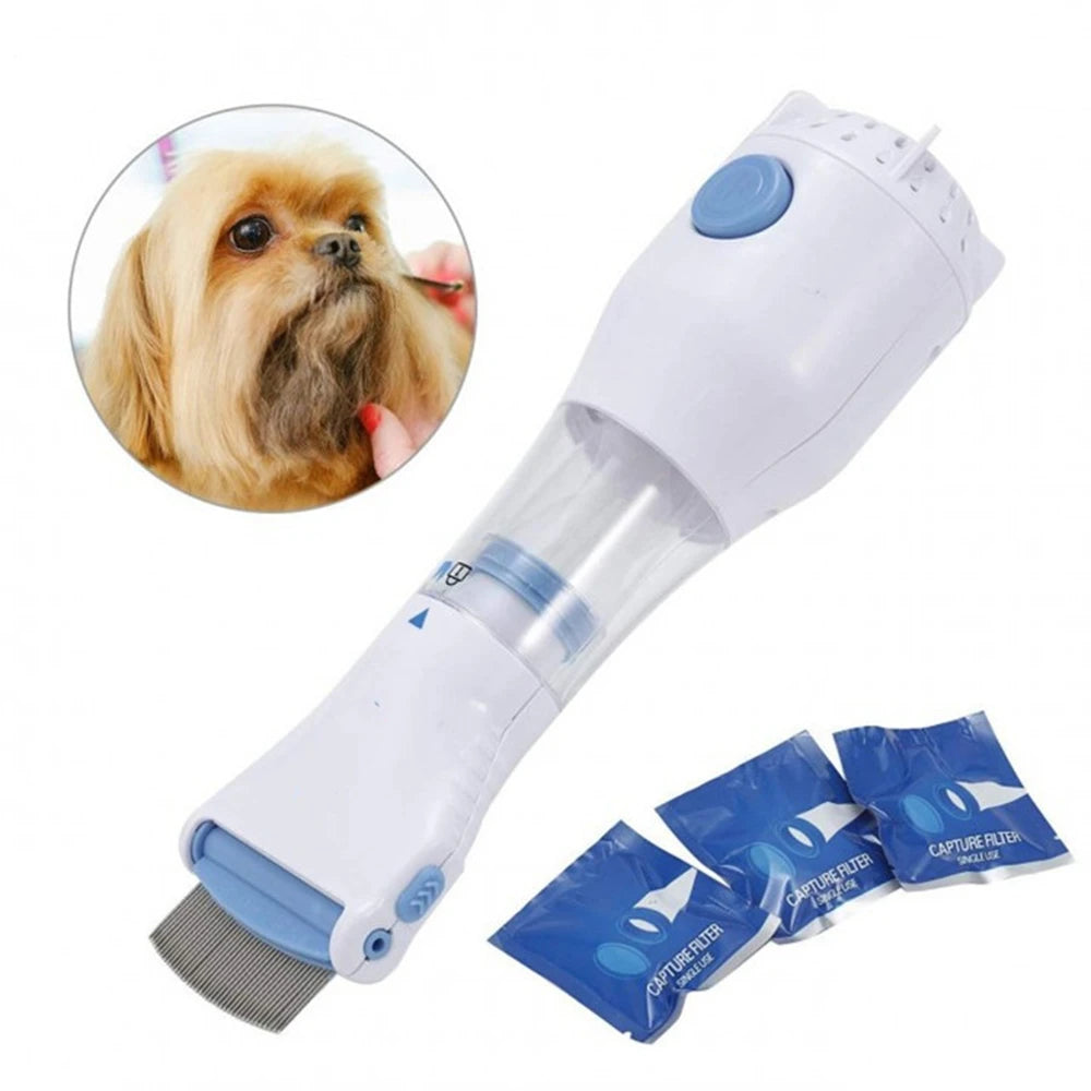 Electric Flea & Lice Removal Comb for Dogs & Cats — Gentle Pet Grooming & Deshedding Brush