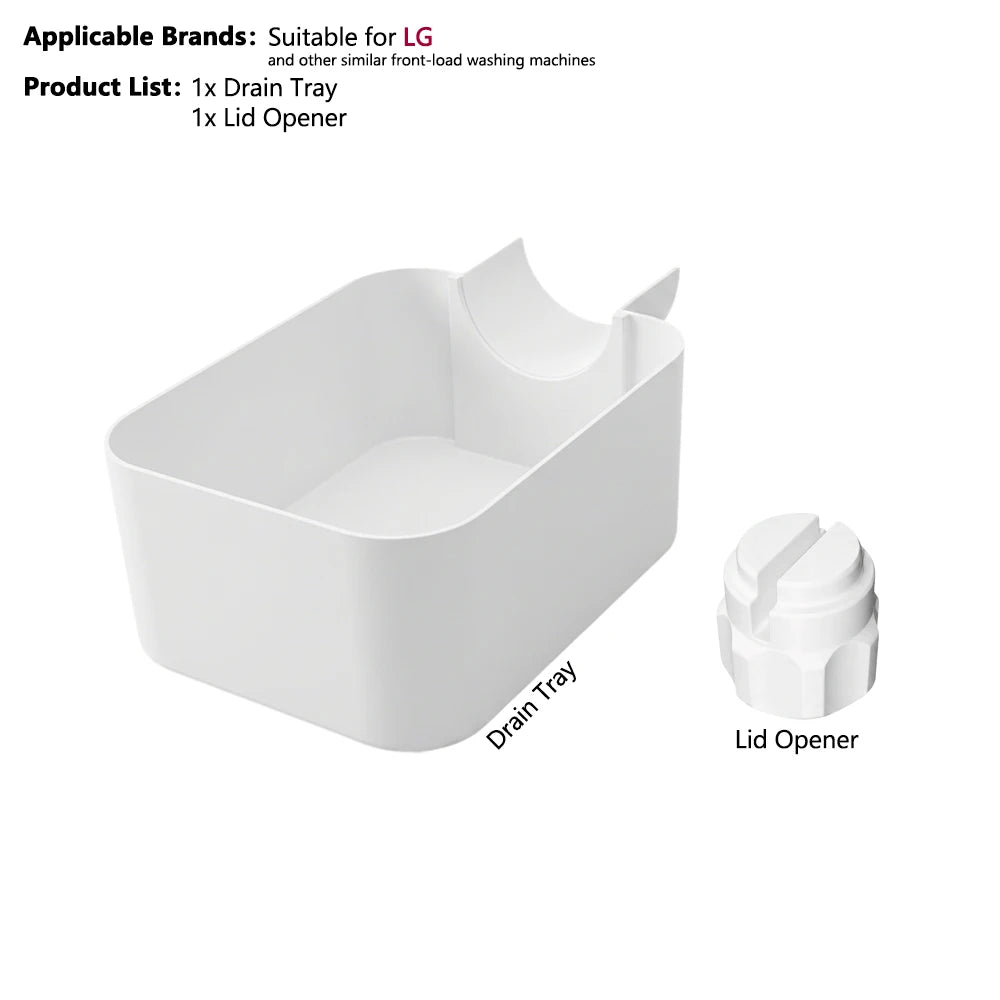 Washing Machine Drain Pan Front-Load Washer Water Catcher Tray Filter Cleaning Spill Protector