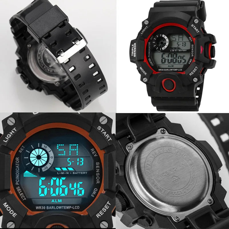 Men's Sports Digital Watch - Large 55mm Dial, Waterproof 3ATM (30M), Luminous Alarm & Stopwatch