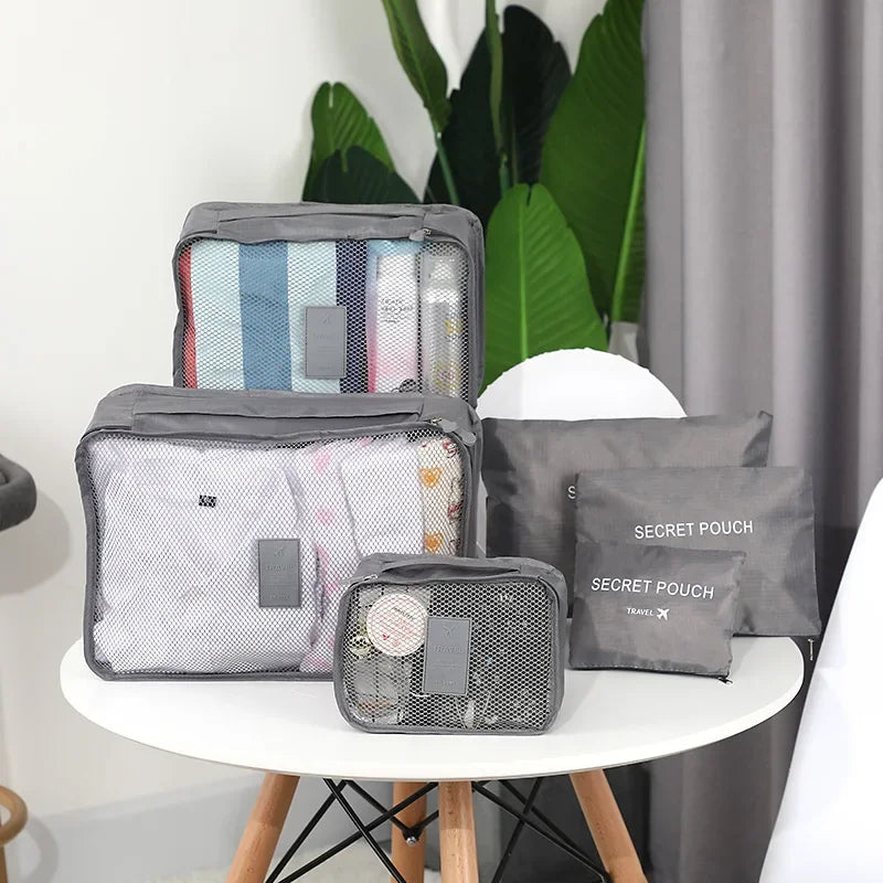6-Piece Travel Packing Cubes Set Foldable Luggage Organizers for Clothes, Shoes & Toiletries