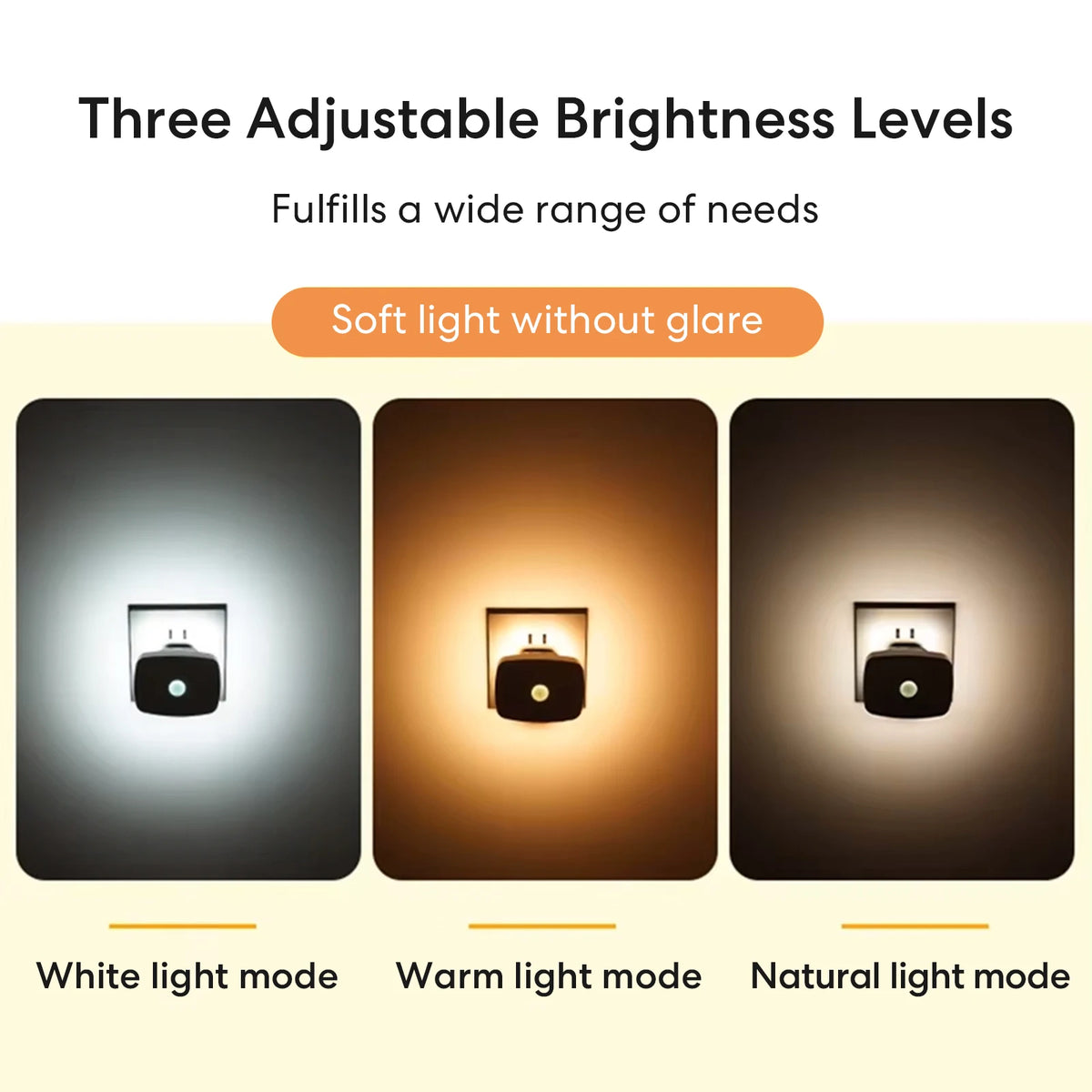 LED Motion Sensor Night Light EU Plug Dimmable PIR Light with Light Sensor Energy-Saving for Hallway Stairs Bathroom