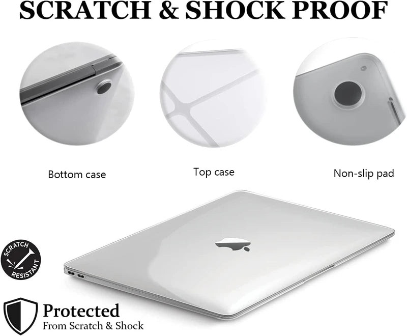 Clear Hard Shell Laptop Case for MacBook Air & Pro — Transparent Cover for 13/14/15/16-inch (33/36/38/41 cm)