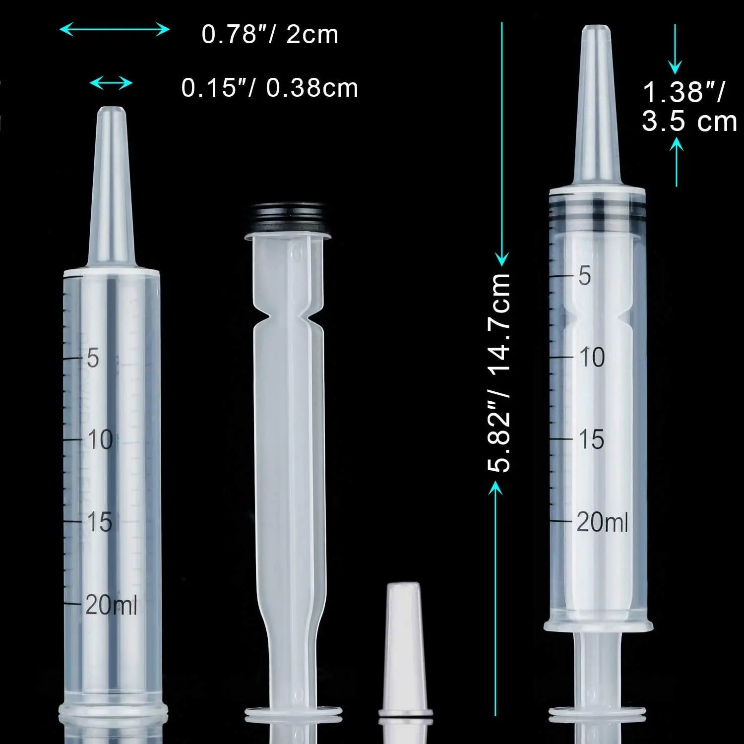 20ml Reusable Plastic Measuring Syringe Pack (5/10/20/30) - Hydroponics Nutrient, Oil Pump & Pet Medicine Feeder