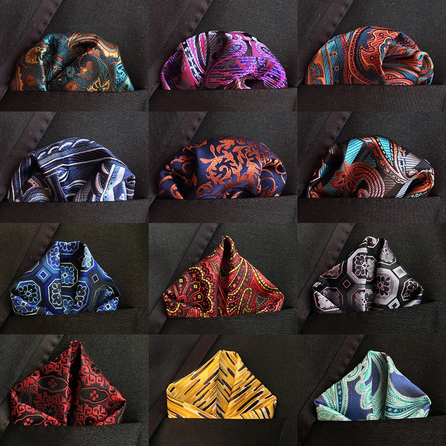 41 Colors 25 x 25 cm (9.8 x 9.8 in) Men's Pocket Square Handkerchief - Paisley, Dot & Stripe Wedding Hanky