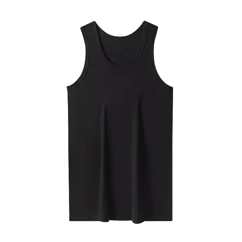 Men's Wide-Shoulder Cotton Tank Top Breathable Sweat-Absorbent Slim Fit for Sports Gym Basketball