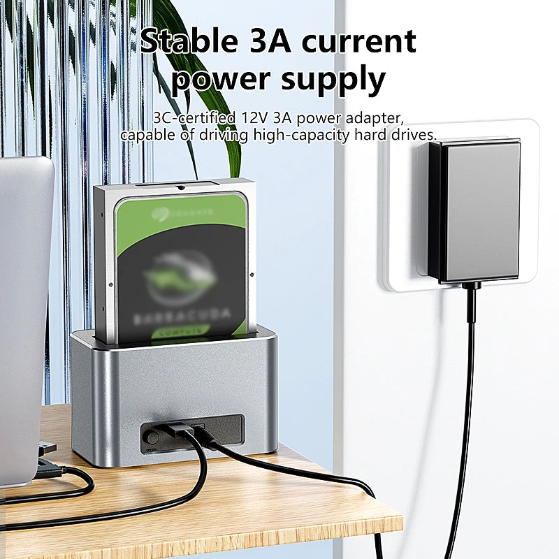 2.5/3.5-Inch SAS/SATA HDD Enclosure to USB 3.0 Docking Station, Aluminum HDD Caddy — Supports up to 18TB