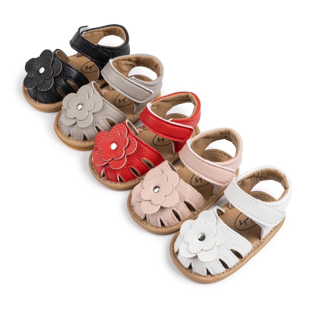 Infant Baby Girls Flower Non-Slip Soft Sole Sandals — Princess Dress Flats for Newborn