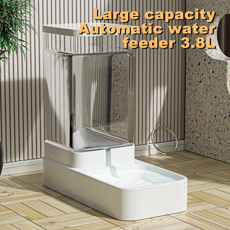3.8L (128 fl oz) Gravity Pet Feeder & Water Dispenser, Dual Bowl Leakproof Auto Feeder for Cats & Dogs — Home & Travel