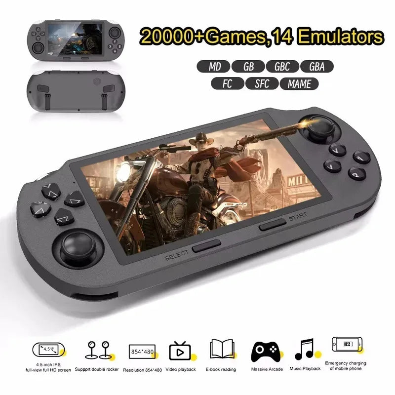 Retro Handheld Game Console 4.5-Inch IPS (854x480) Portable Pocket Emulator, 3000mAh Battery, Type-C, 30,000+ Classic Games