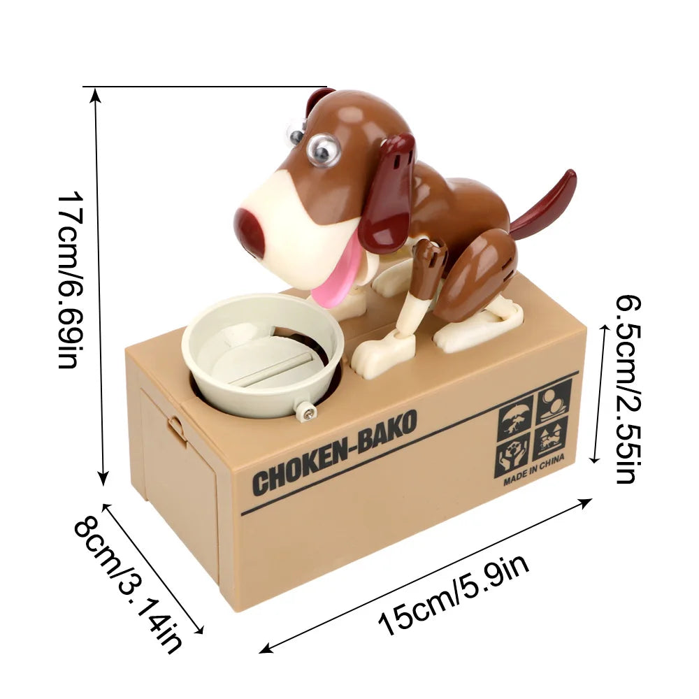 Electric Cartoon Dog Coin Bank Automatic Eating Money Piggy Bank for Kids Birthday Gift