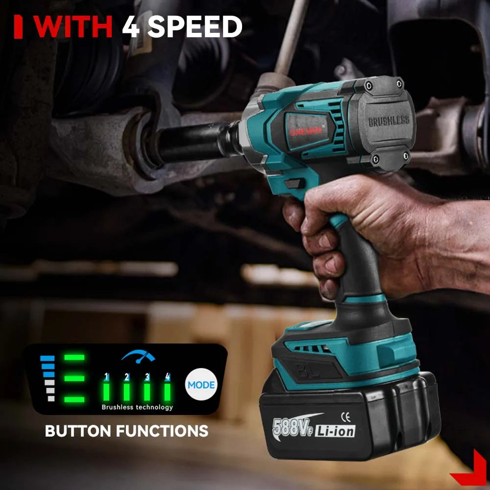 Brushless Cordless Impact Wrench 1200 N·m 1/2 inch (12.7 mm) 3-Function 18V Portable Electric Torque Wrench