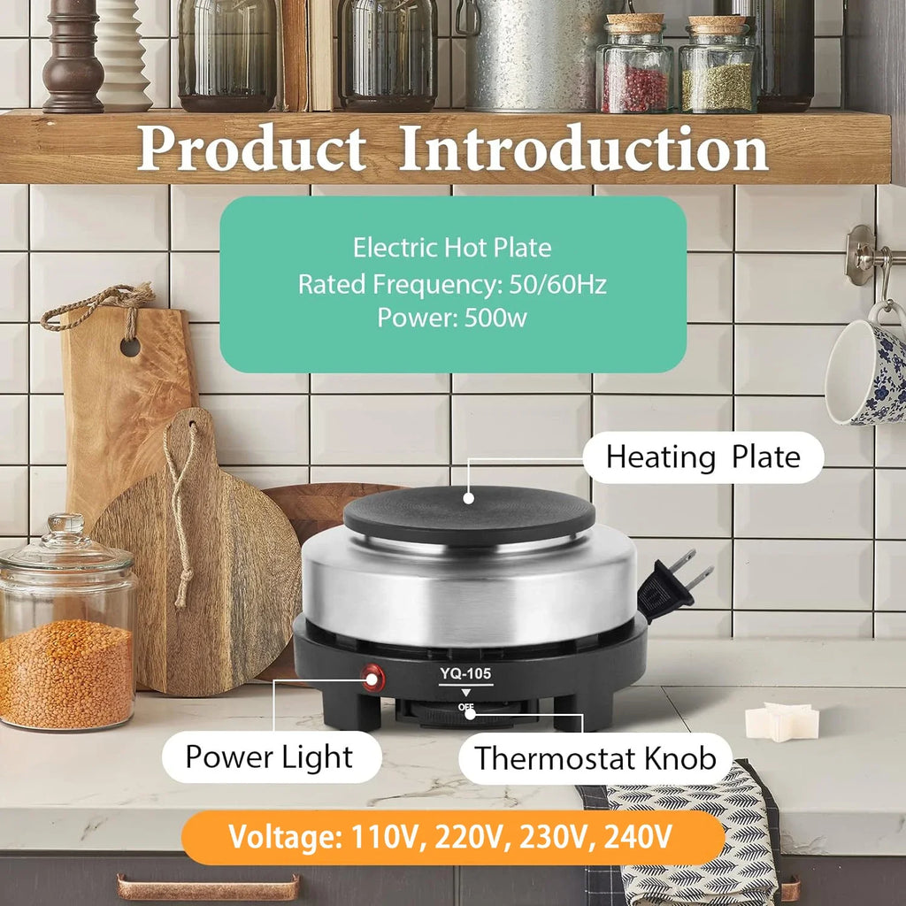 DIY Candle Making Kit with 500W Electric Hot Plate, 900ml/600ml Stainless Steel Melting Pot, Thermometer & Candle Tins
