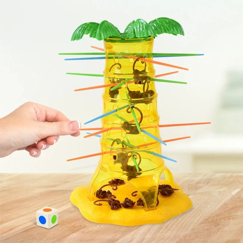 Tumbling Monkeys Family Tabletop Game - Roll & Rescue Climbing Monkeys, 2-4 Players, 30 Monkeys & Colored Sticks
