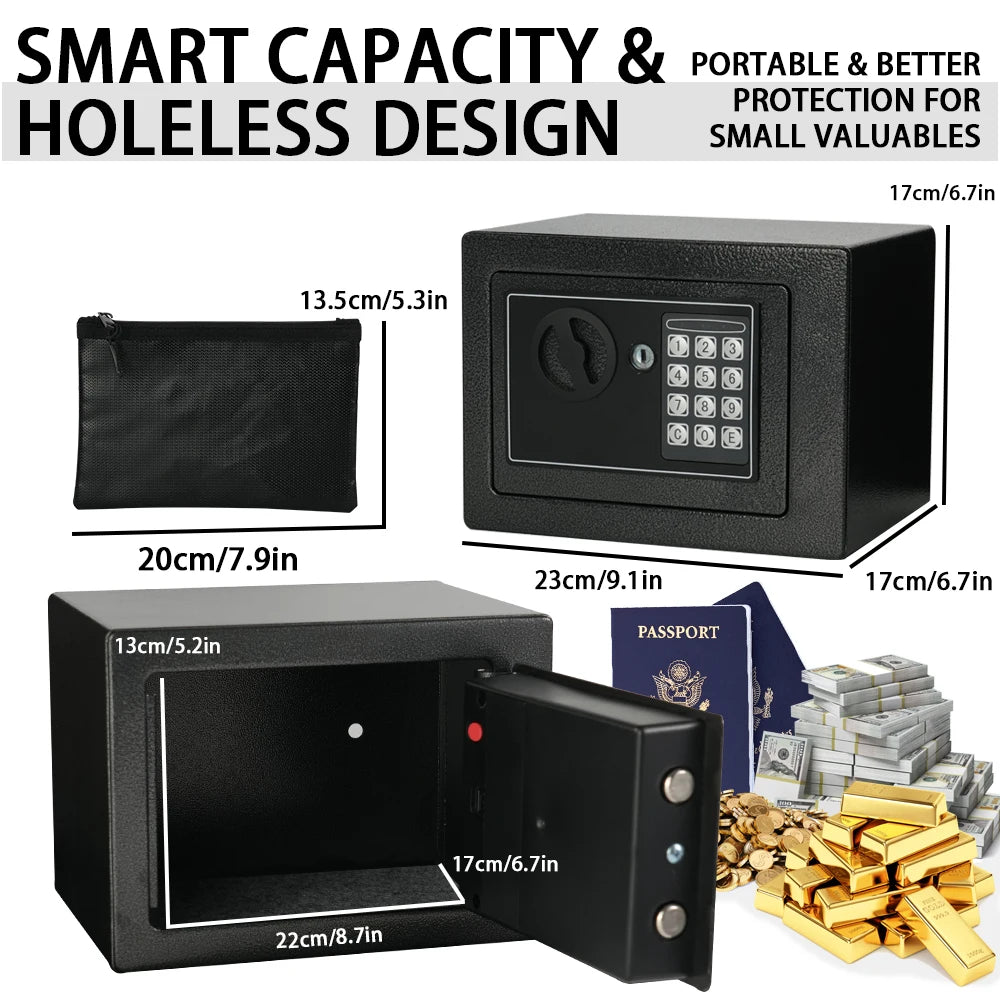 Fireproof Home Safe with Digital Keypad, Sensor Light and Adjustable Shelf - Secure Money Bag Storage