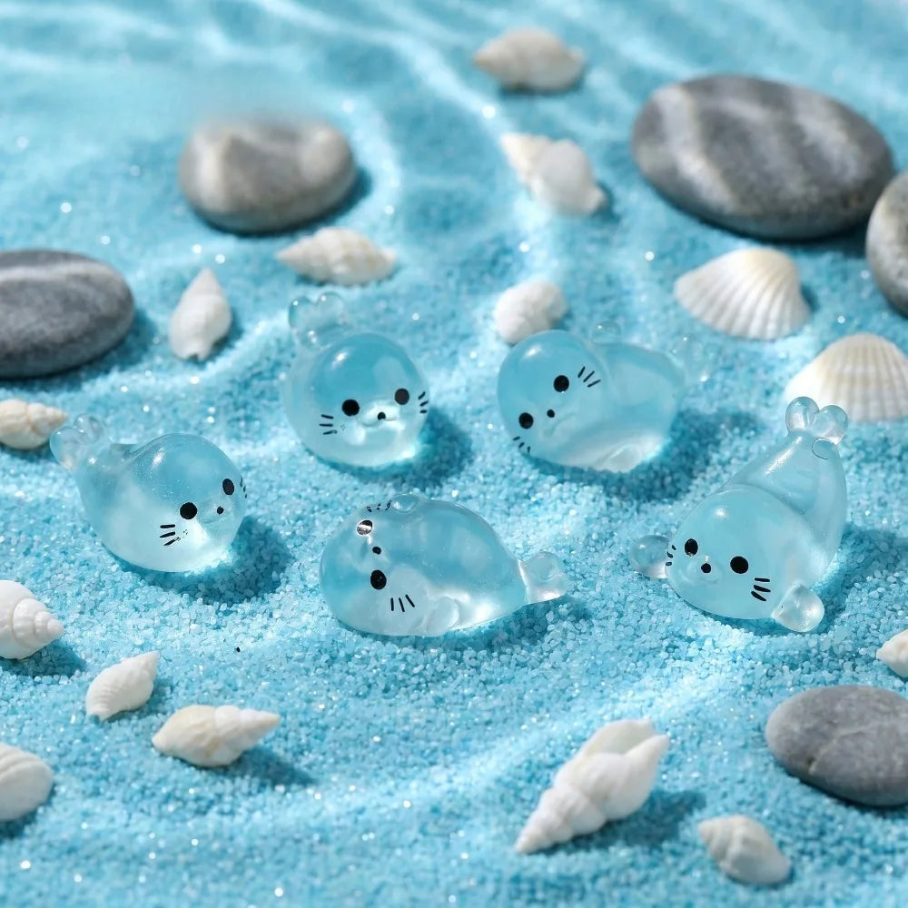 Luminous Mini Seal Resin Figurine - Glow-in-the-Dark Sea Animal Ornament for Micro Landscape & Home Decor