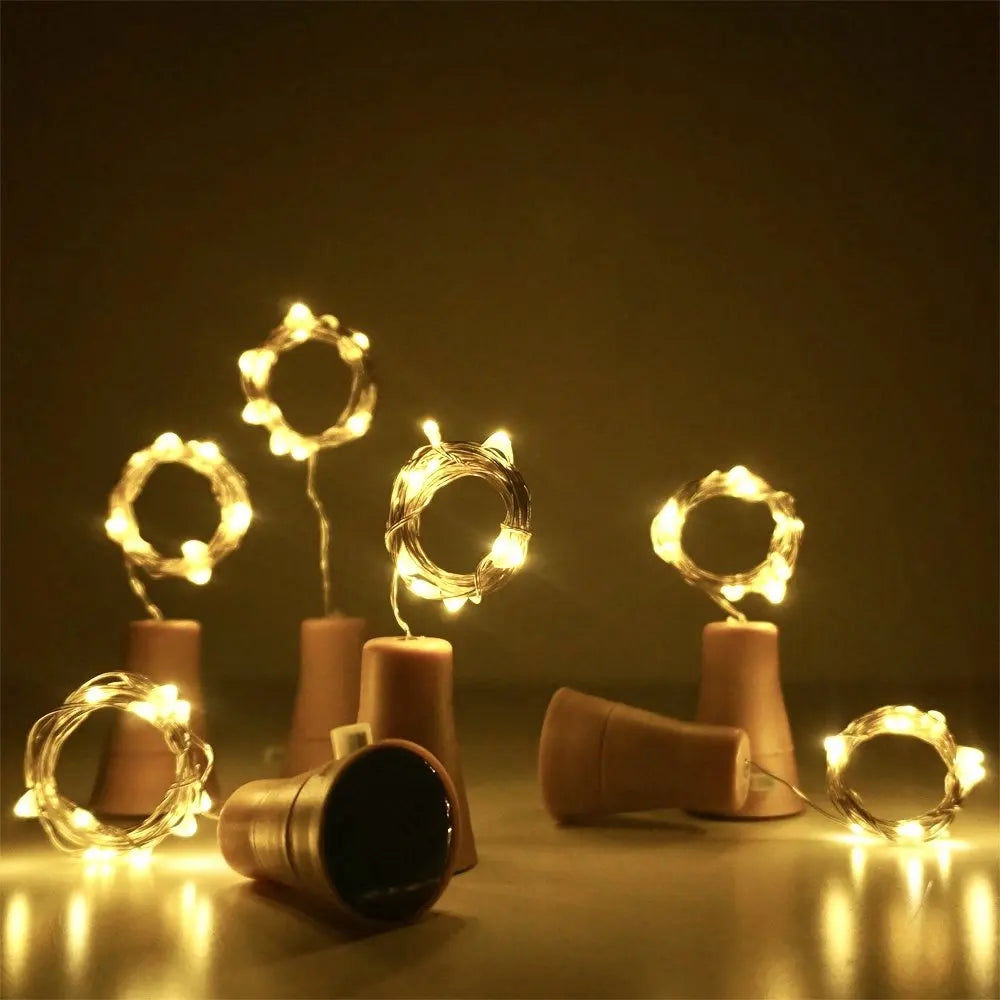 Solar Wine Bottle Cork String Lights — 10/15/20 LED Copper Wire Fairy Lights for Wedding, Party & Garden