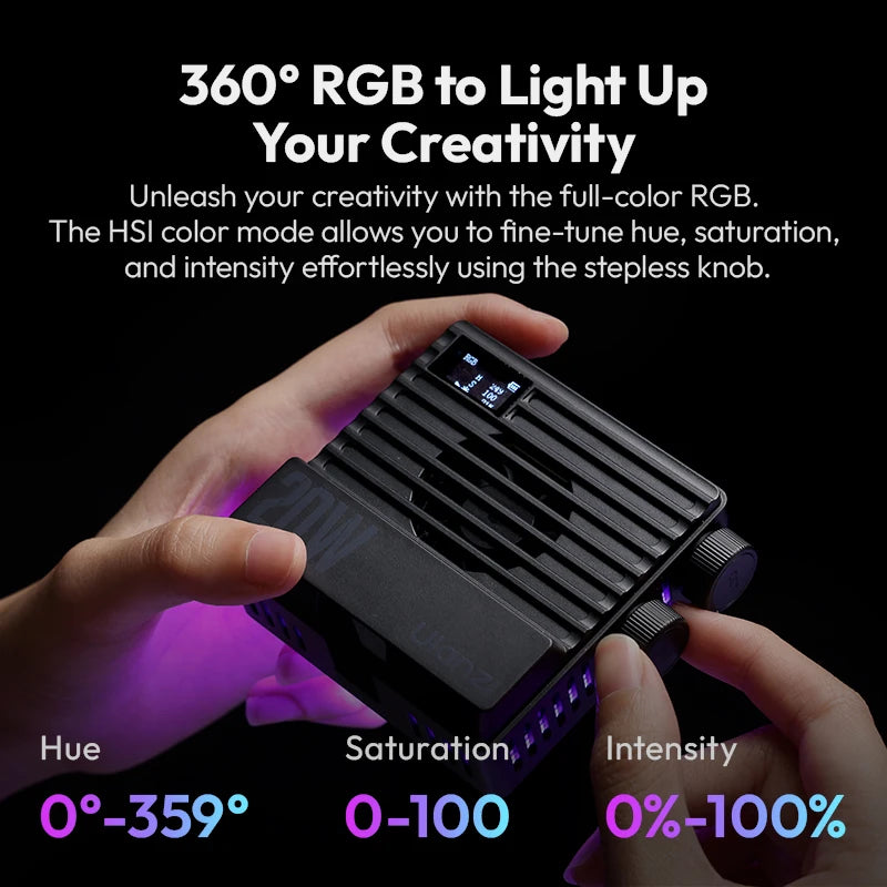 20W RGB Pocket LED Light CRI 95+ — USB-C Rechargeable Video & Photography Light for Portraits, Food & Still Life