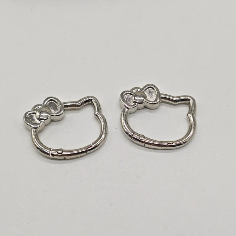 Kawaii Anime Cat Metal Carabiner Keyring Clip Open Spring Clasp Keychain Bag Charm DIY Pendant